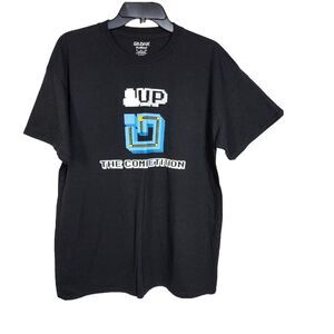 Gildan Men T Shirt Large Black Pac Man 1 Up The Competition Short Sleeve Graphic